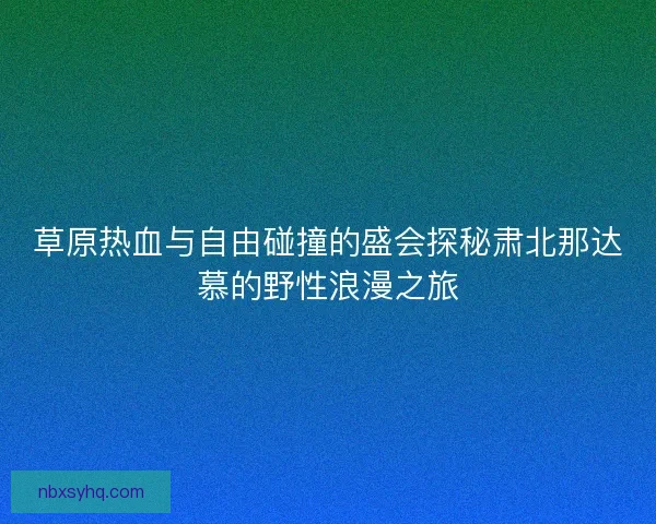 草原热血与自由碰撞的盛会探秘肃北那达慕的野性浪漫之旅